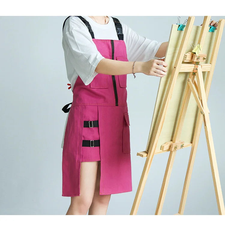 Fashion Apron Kitchen Restaurant Barber Bakery Cake Shop Canvas Overalls Flower Shop Black White Man Woman Multifunction Apron