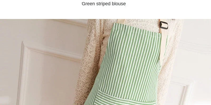 Kitchen Apron Fashionable Linen Striped Aprons For Restaurant Work Chef Waiter Adjustable Size Household Kitchen Cleaning Apron