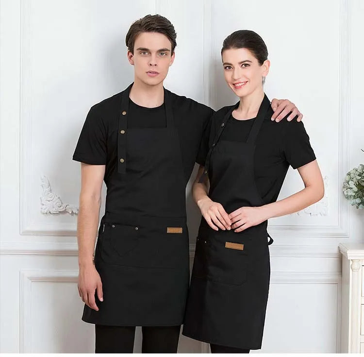 New Fashion Kitchen Aprons for Woman Men Chef Work Apron for Grill Restaurant Bar Shop Cafes Beauty Nails Studios Uniform Aprons