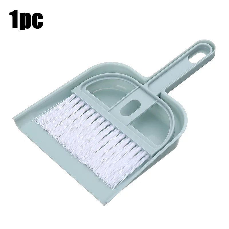 Mini Plastic Broom & Dustpan Set | Covered Desktop Cleaning Brush | Office Home Countertop Tidy Tool
