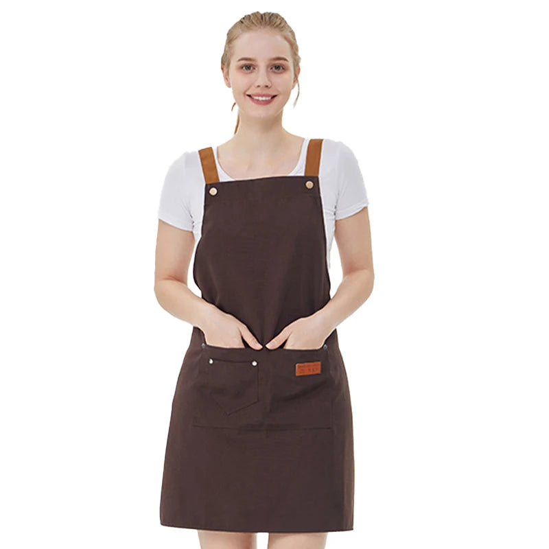 Water Repellent Kitchen Apron Unisex with Pockets Work Cleaning Restaurant Waiter Work Apron Florist Bubble Tea Shop Pinafore