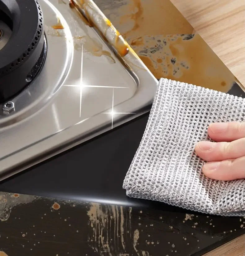 10pcs double-sided Thickened Steel Wire Cleaning Cloth  Magic Dishcloth Non-Scratch Washing Pot Rags Kitchen Cloth Wire Ball Rag