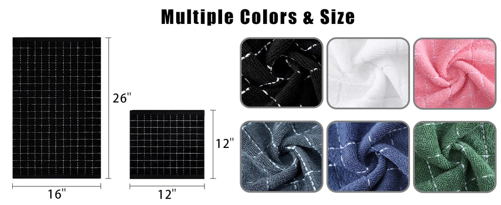 Olanly Cotton Terry Cloth Kitchen Towels Thicken Super Absorbent Dishcloth Reusable High-efficiency Cleaning Rags Daily Dish Rag