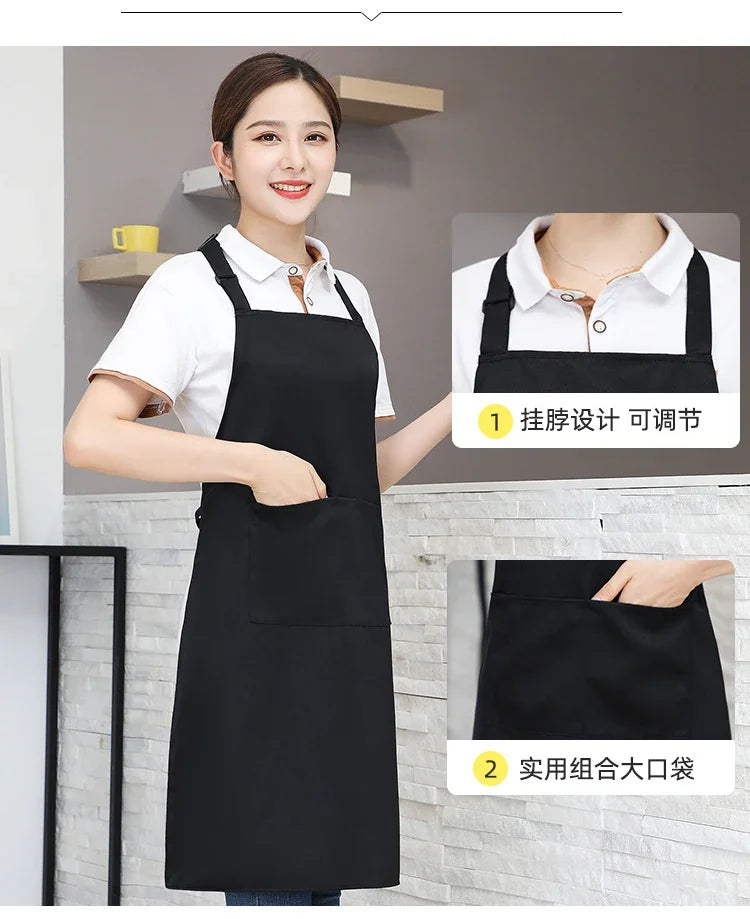 Customizable White Black Apron Customize Logo Personalized Apron Waterproof For Man Women Cooking Restaurant Waiter Work Clothes