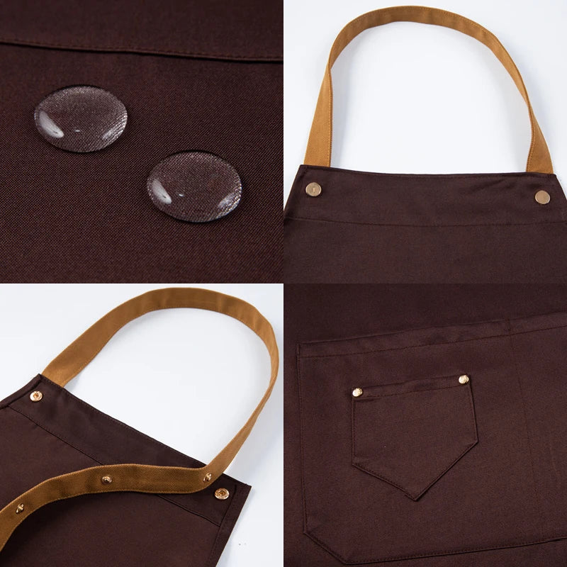 Customized Logo Design Apron Logo Signature Men's Women's Kitchen Aprons Home Chef Baking Clothes Waterproof  with Pockets