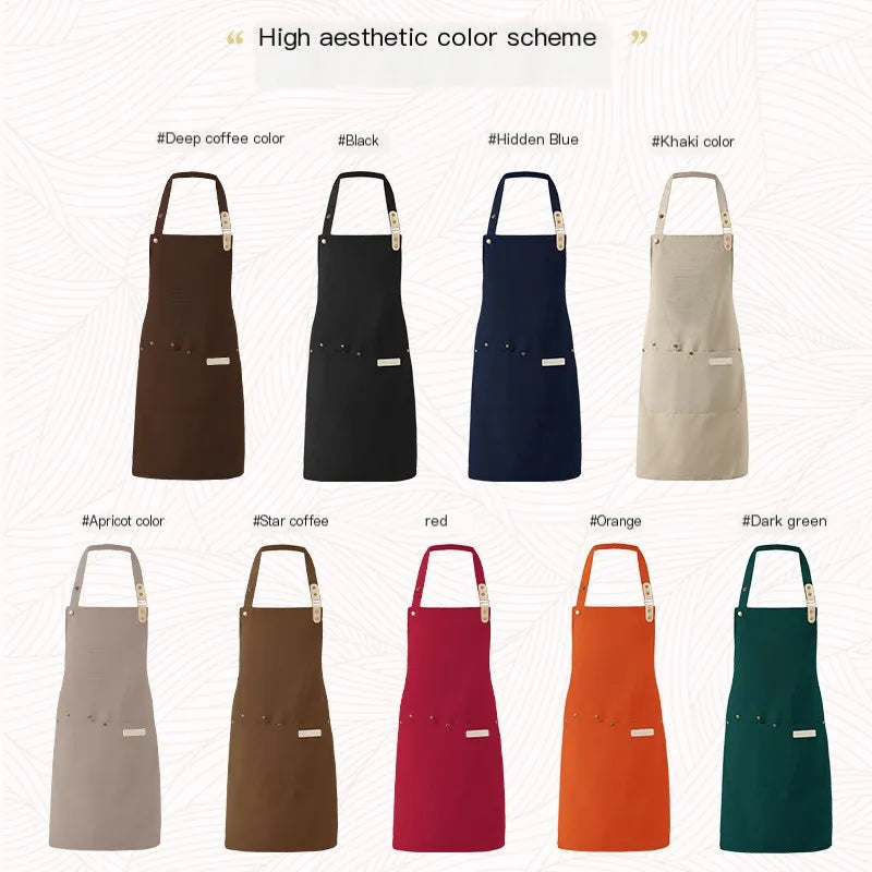 1 Piece Chef Apron Unisex Waterproof Canvas Durable for Restaurant Hotel Baking Beauty Salon Nail Art Kitchen Cooking