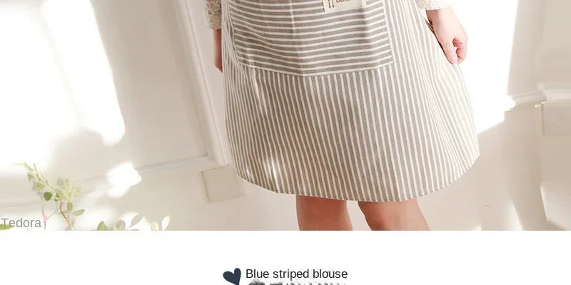 Kitchen Apron Fashionable Linen Striped Aprons For Restaurant Work Chef Waiter Adjustable Size Household Kitchen Cleaning Apron