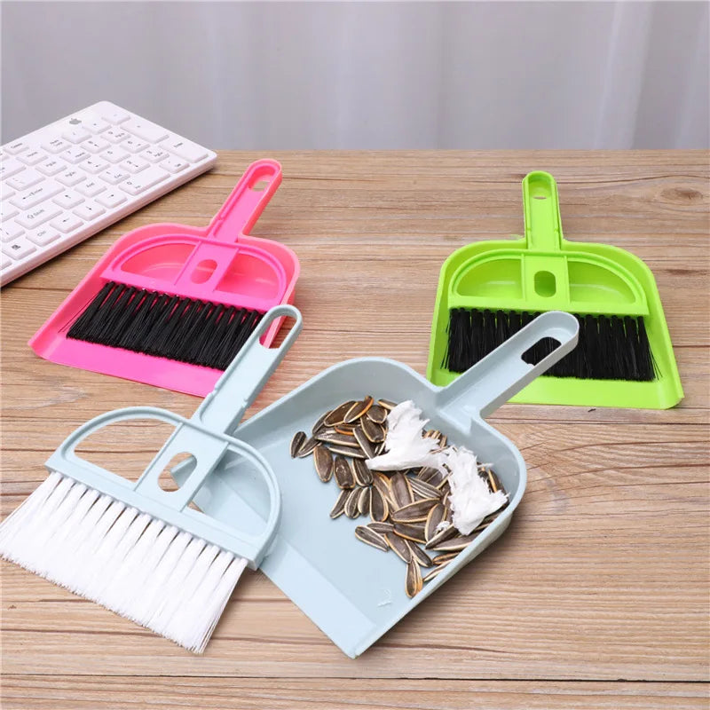 Christmas Gift Mini Desk Broom & Dustpan Set - Stocking Stuffers Cozy Home Desktop Cleaning Tool（blue/pink）