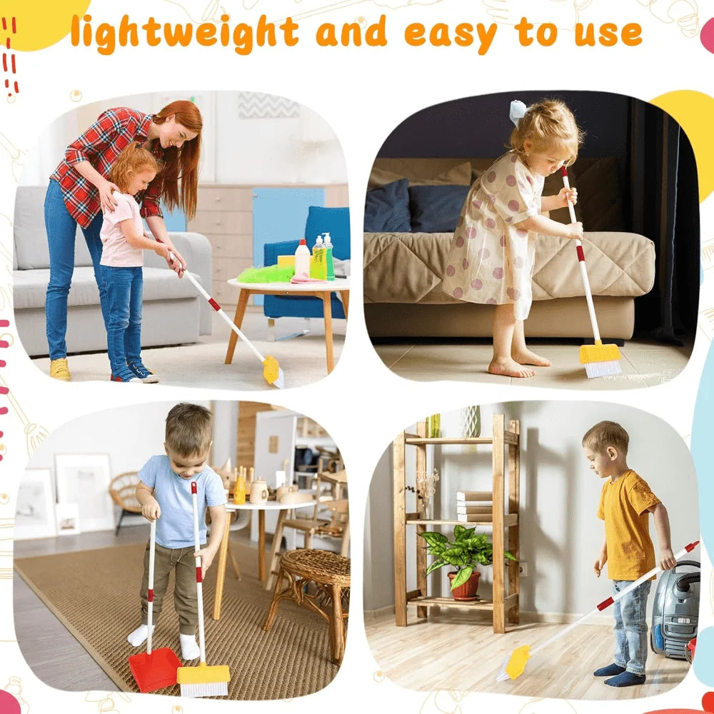 Kids Cleaning Toy Set Children Broom Dust Pan Set for Housekeeping Pretend Play Cleaning Set, Cleaning Toys Gift for Girls Boys