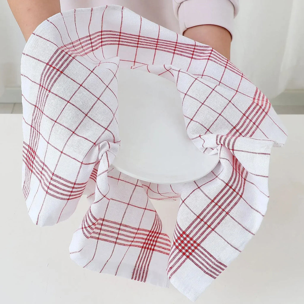 Large Plaid Kitchen Dish Towels Tea Towels Soft and Reusable Cleaning Cloths Quick Drying Dish Rags for Washing Dishes