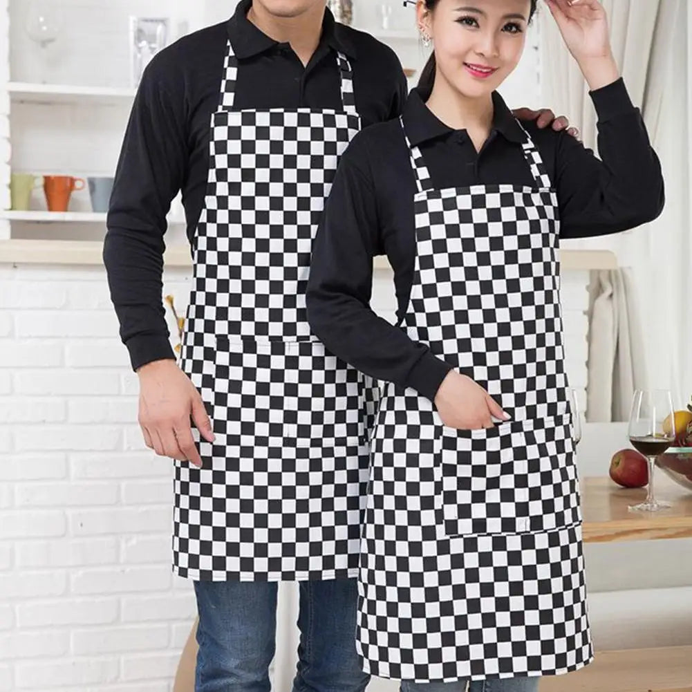 Half-length Adjustable Kitchen Apron Adult Striped Restaurant Hotel Chef Waiter Apron Picnic Cook Apron With 2 Pockets