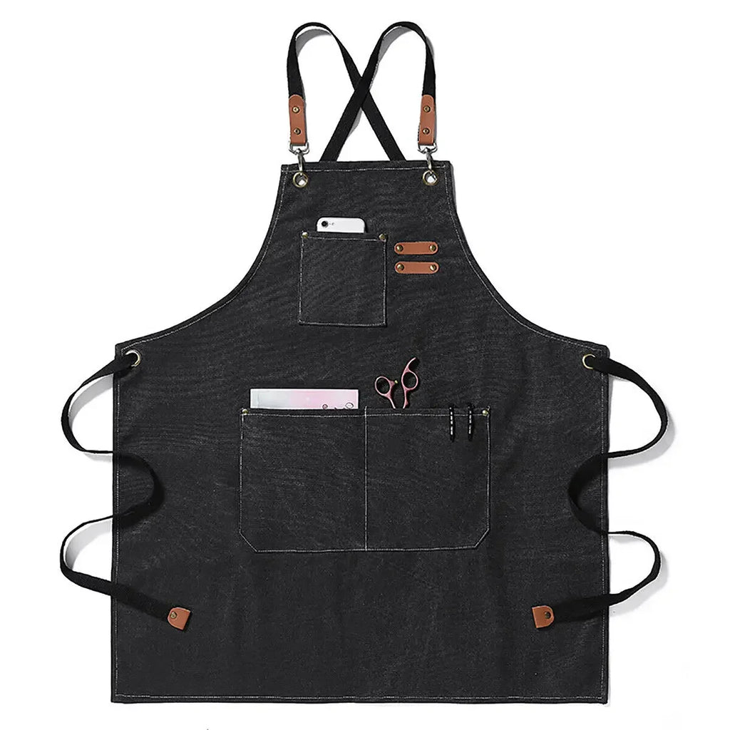 Kitchen Thicken Canvas Apron For Woman Men Waterproof Stain-Resistant With Pockets Cooking Apron Woodworking Painting Work Apron