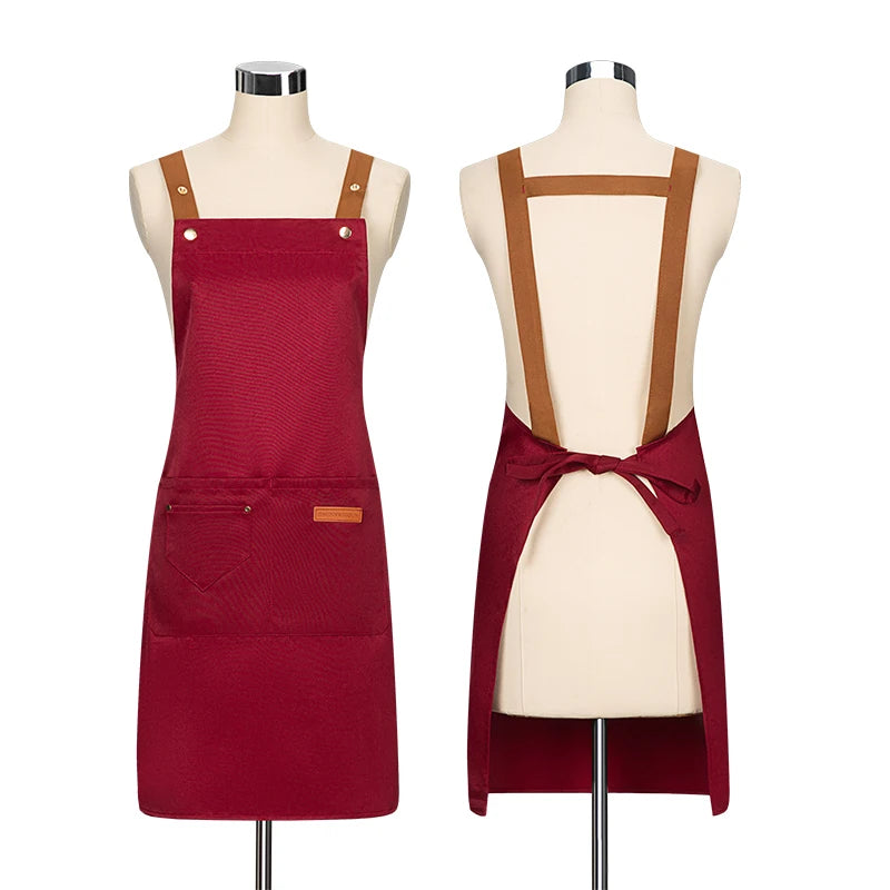 Water Repellent Kitchen Apron Unisex with Pockets Work Cleaning Restaurant Waiter Work Apron Florist Bubble Tea Shop Pinafore