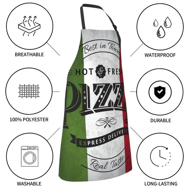 Pizza Poster Apron Unisex Adjustable Bib Aprons Cooking Kitchen Chef Apron for Home Kitchen Restaurant Coffee House
