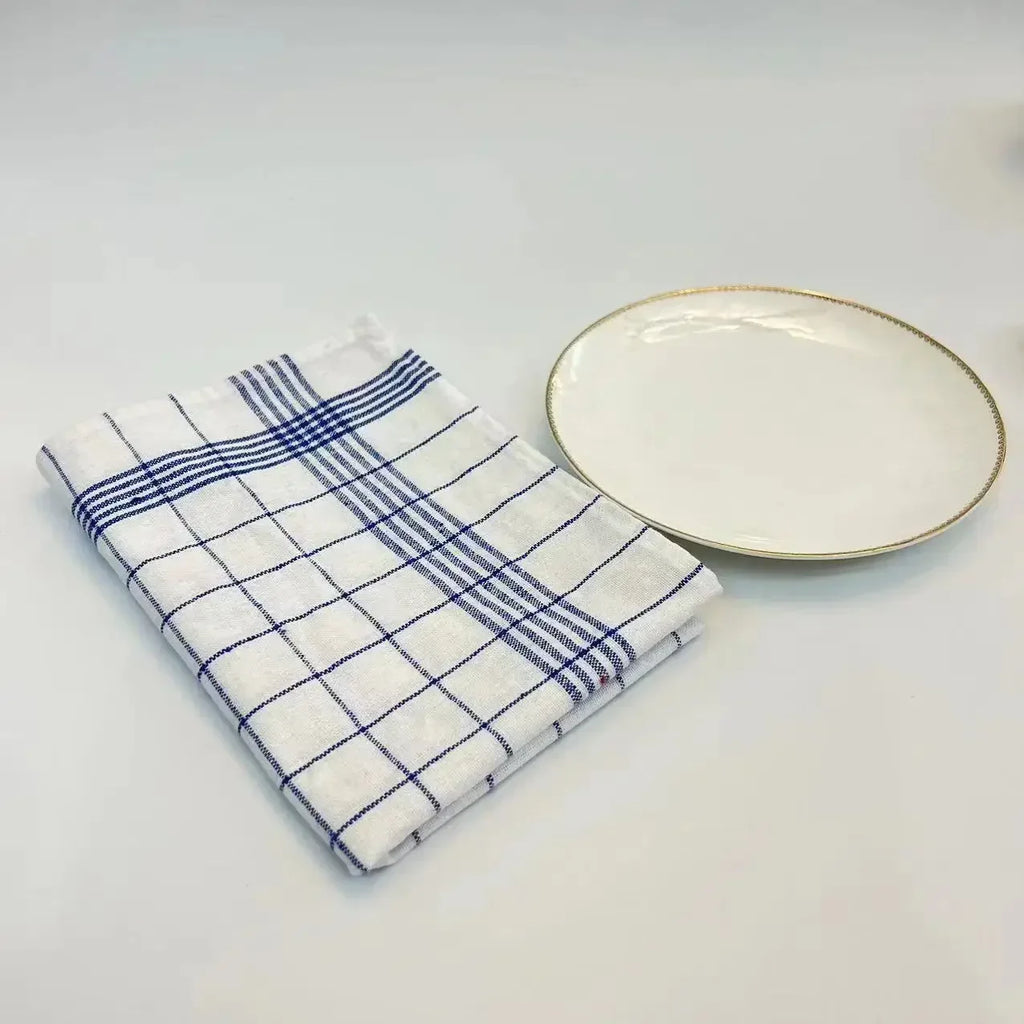 Large Plaid Kitchen Dish Towels Tea Towels Soft and Reusable Cleaning Cloths Quick Drying Dish Rags for Washing Dishes