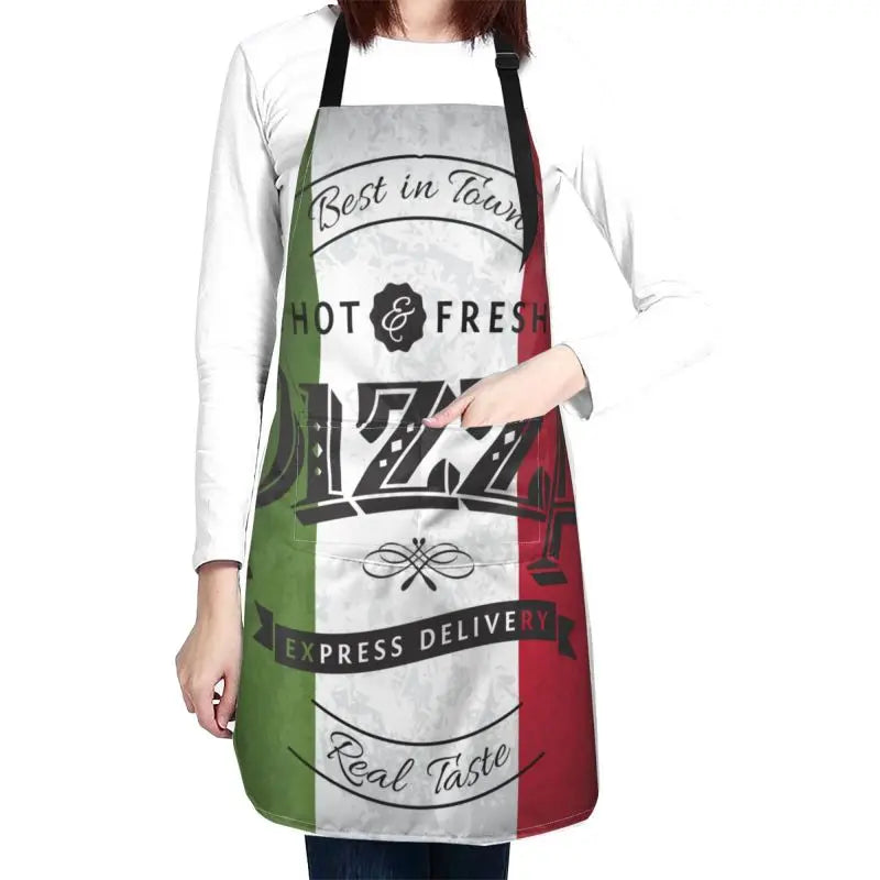 Pizza Poster Apron Unisex Adjustable Bib Aprons Cooking Kitchen Chef Apron for Home Kitchen Restaurant Coffee House