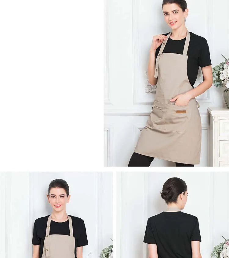 New Fashion Kitchen Aprons for Woman Men Chef Work Apron for Grill Restaurant Bar Shop Cafes Beauty Nails Studios Uniform Aprons