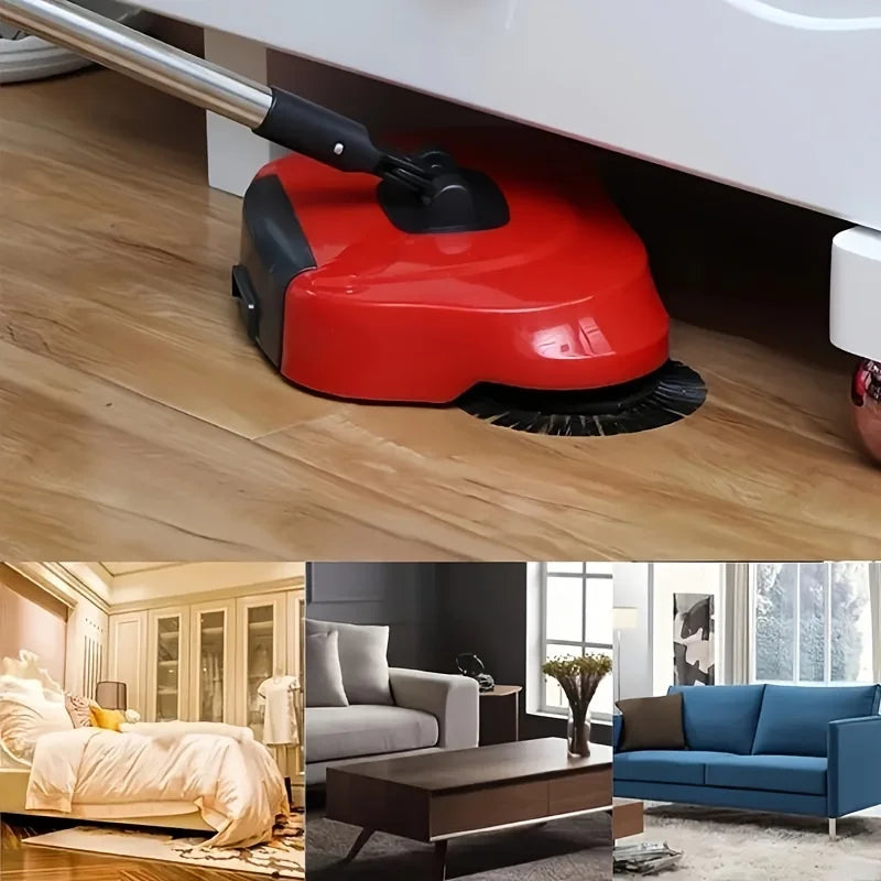 360° Hand Push Sweeper Vacuum Cleaner Sweeping and Mopping All-in-one Machine Broom Dustpan Combination for Home Office Cleaning