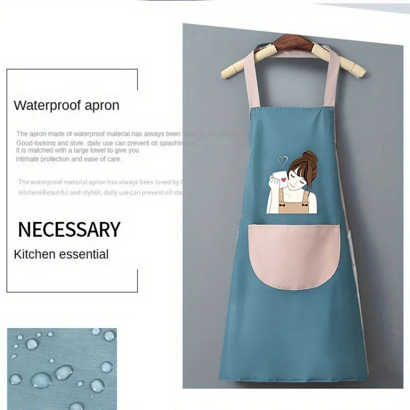 Waterproof PVC Apron - Adjustable Oil & Stain Resistant Kitchen Apron, Unisex for Grilling, Baking & Cooking