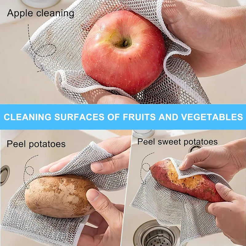 30-1pc Magic Cleaning Cloth Thickened Double-sided Metal Steel Wire Rags Kitchen Dish Pot Washdishing Cloths Towel Clean Tools