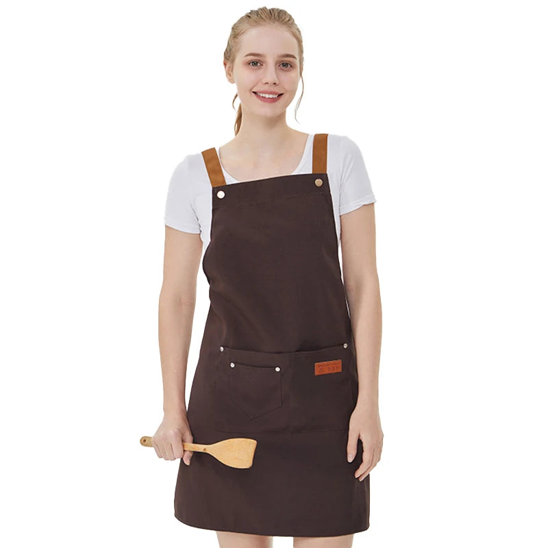 Water Repellent Kitchen Apron Unisex with Pockets Work Cleaning Restaurant Waiter Work Apron Florist Bubble Tea Shop Pinafore