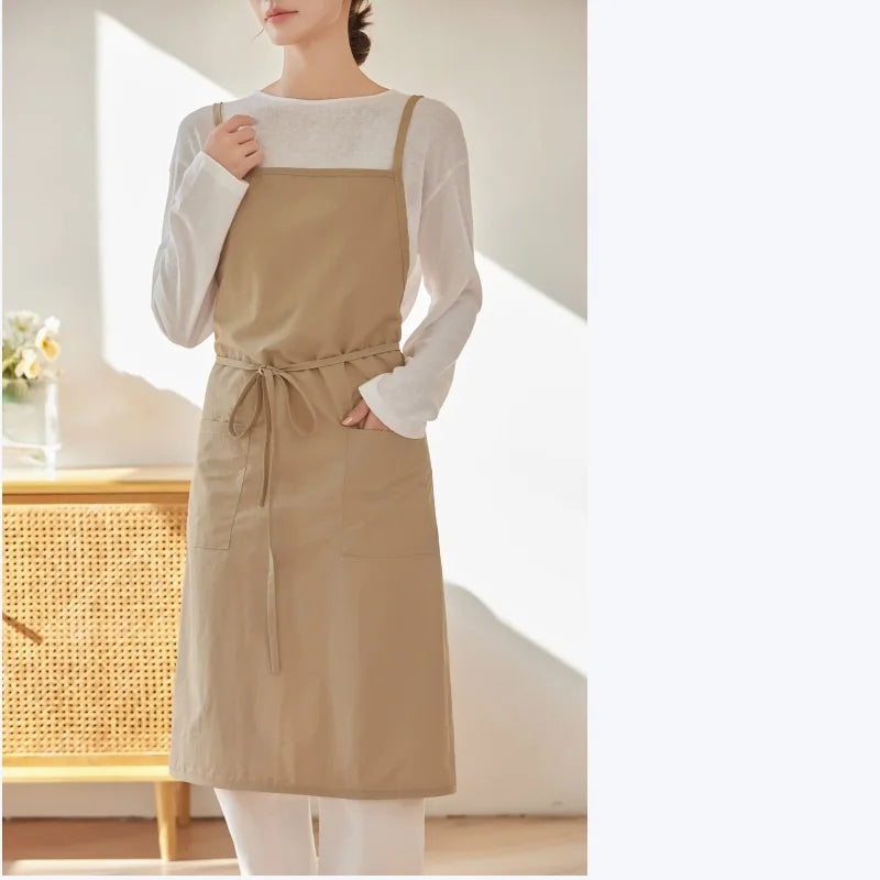 Premium Waterproof Antistatic Fabric Custom Logo Korean Japanese Style Apron Unisex High Quality Ready Stock
