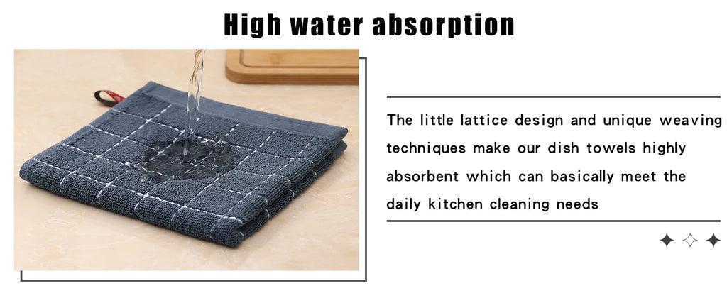 Olanly Cotton Terry Cloth Kitchen Towels Thicken Super Absorbent Dishcloth Reusable High-efficiency Cleaning Rags Daily Dish Rag