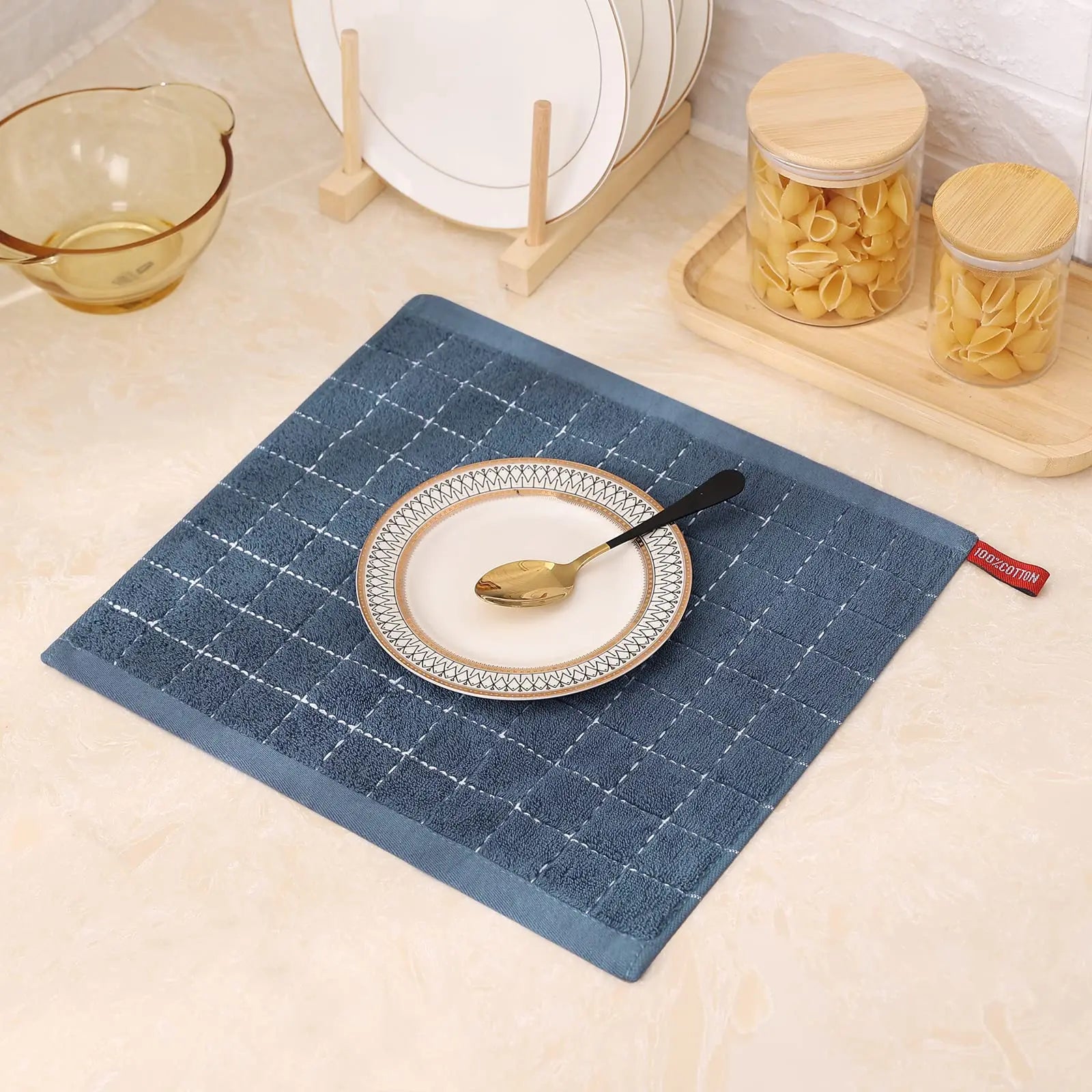 Olanly Cotton Terry Cloth Kitchen Towels Thicken Super Absorbent Dishcloth Reusable High-efficiency Cleaning Rags Daily Dish Rag