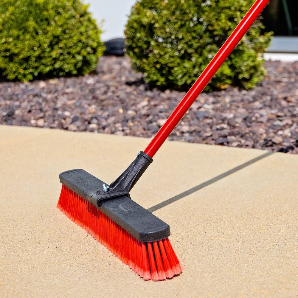 Durable 24 Inch Multi-Surface Push Broom with Heavy Duty Steel Handle Cleaning Garage Patio Driveway