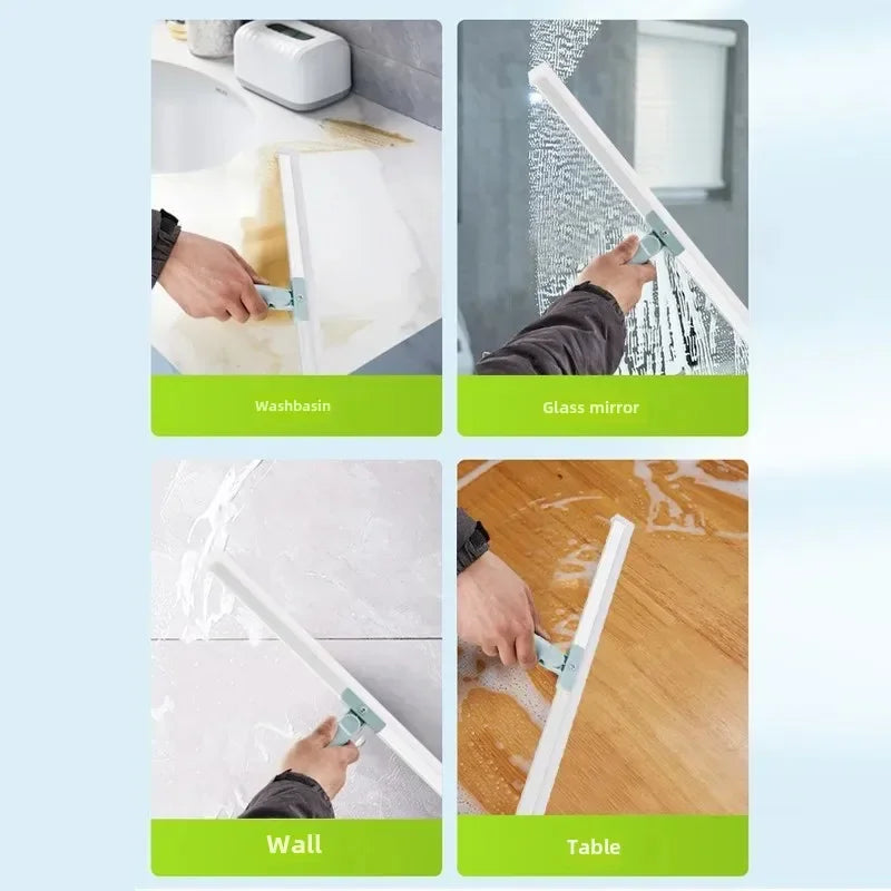 Magic Broom Silicone Bathroom Floor Scraper Household Bathroom Cleaning Squeegee Plastic Handle Two-In-One Dry And Wet Use