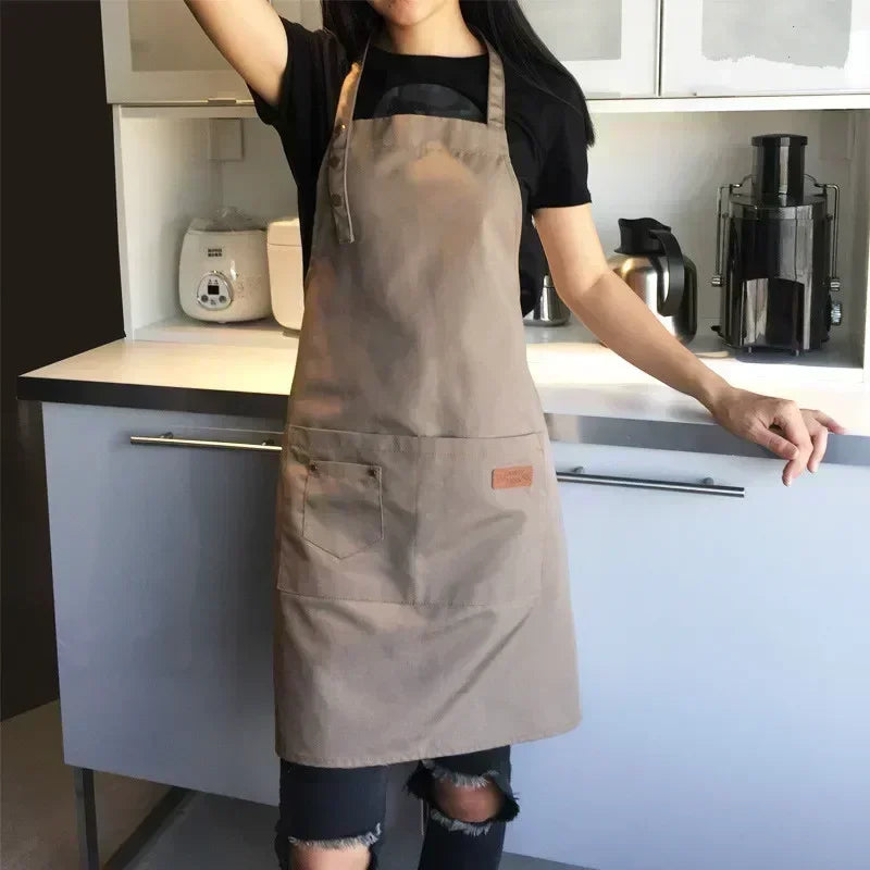 Chef Waiter Cafe Shop Waiter Pure Color Cooking Kitchen Apron For Woman BBQ Hairdresser Aprons Bibs Kitchen Accessory