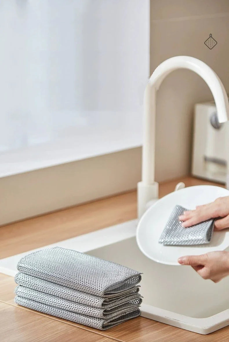 10pcs double-sided Thickened Steel Wire Cleaning Cloth  Magic Dishcloth Non-Scratch Washing Pot Rags Kitchen Cloth Wire Ball Rag