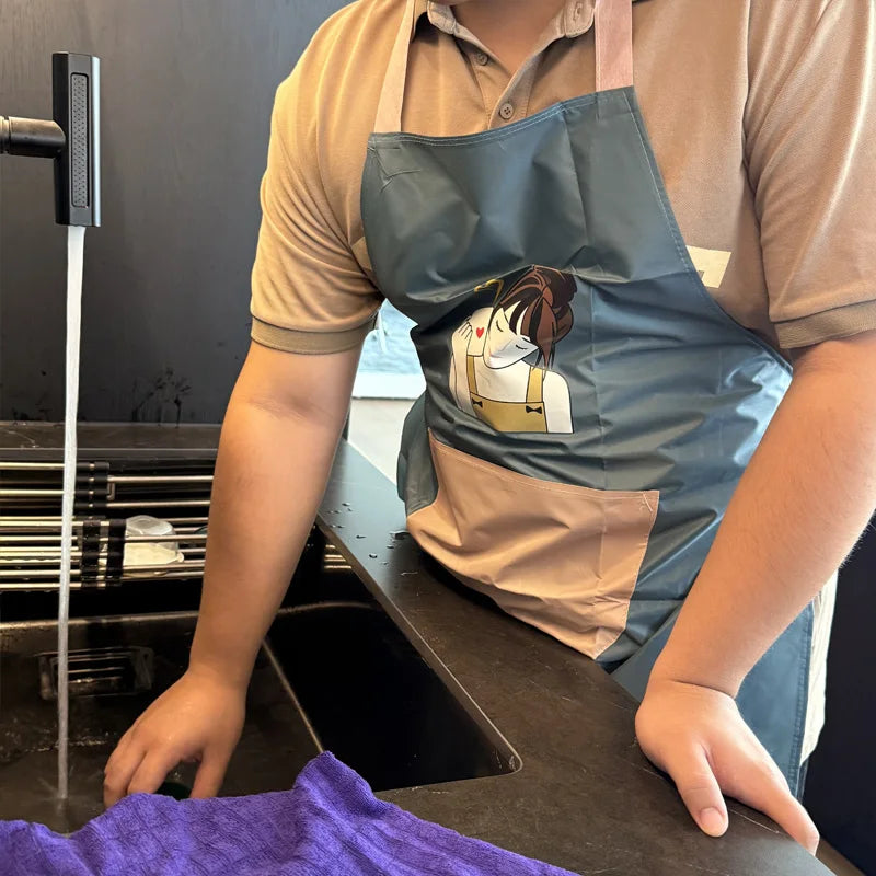 Waterproof PVC Apron - Adjustable Oil & Stain Resistant Kitchen Apron, Unisex for Grilling, Baking & Cooking