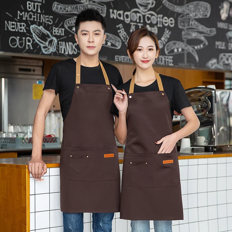 Customized Logo Design Apron Logo Signature Men's Women's Kitchen Aprons Home Chef Baking Clothes Waterproof  with Pockets