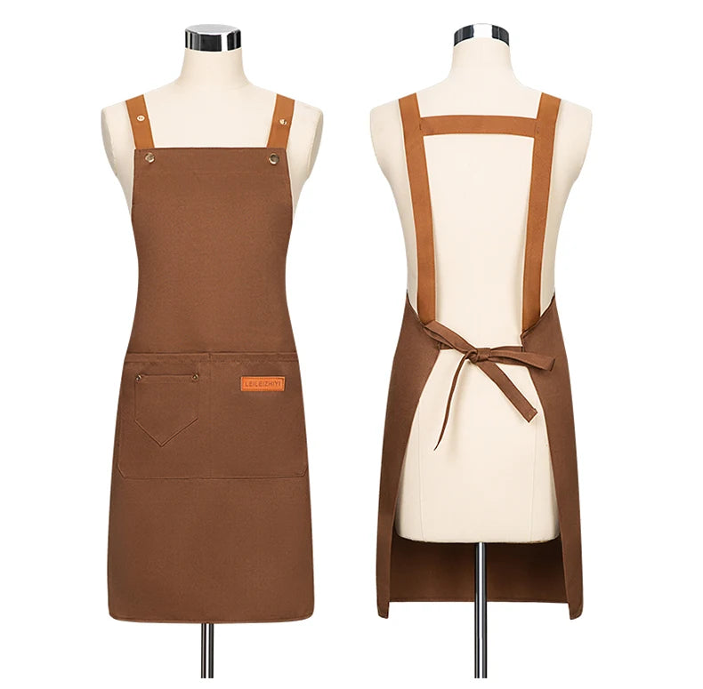 Water Repellent Kitchen Apron Unisex with Pockets Work Cleaning Restaurant Waiter Work Apron Florist Bubble Tea Shop Pinafore