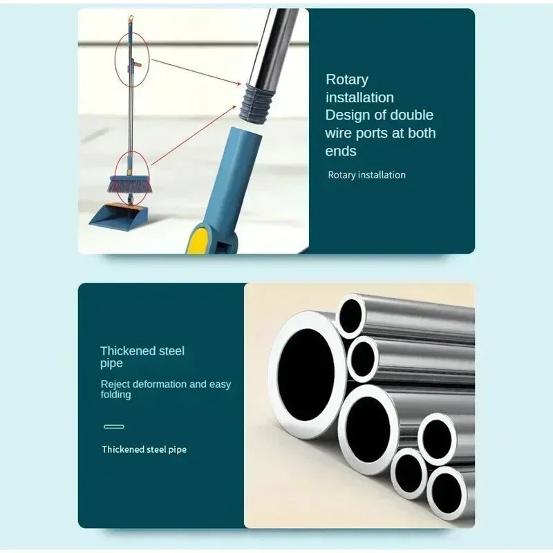 new folding broom dustpan set household cleaning tools non-stick hair dry wet dual-use broom folding set Kitchen office