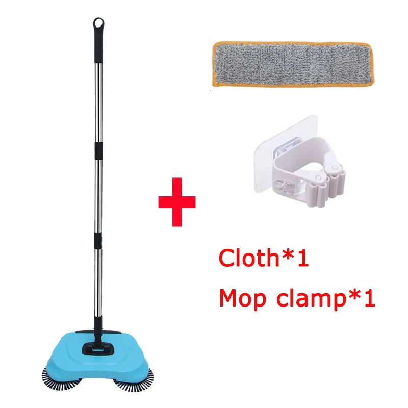 360° Hand Push Sweeper Vacuum Cleaner Sweeping and Mopping All-in-one Machine Broom Dustpan Combination for Home Office Cleaning