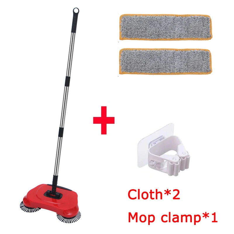360° Hand Push Sweeper Vacuum Cleaner Sweeping and Mopping All-in-one Machine Broom Dustpan Combination for Home Office Cleaning