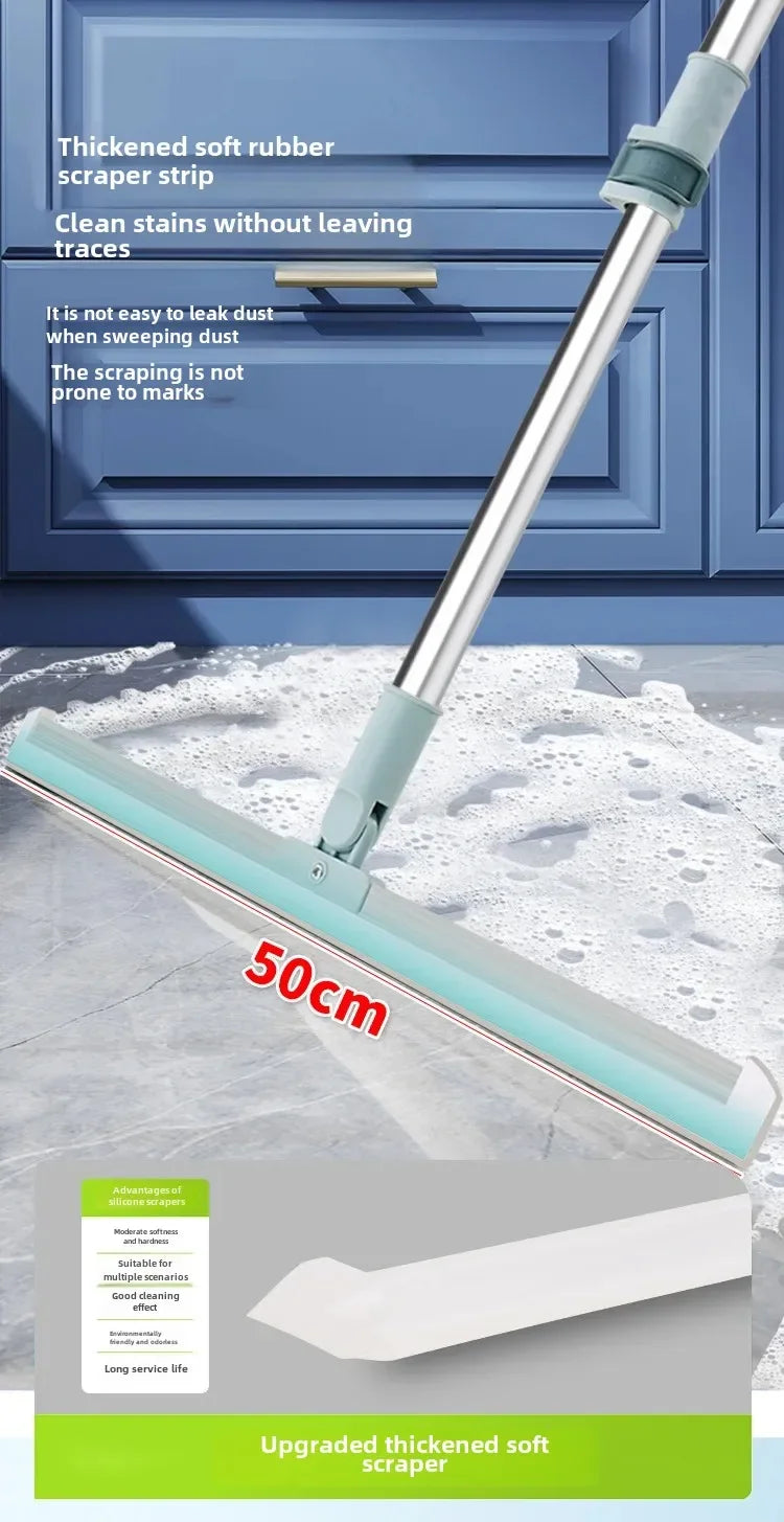 Magic Broom Silicone Bathroom Floor Scraper Household Bathroom Cleaning Squeegee Plastic Handle Two-In-One Dry And Wet Use