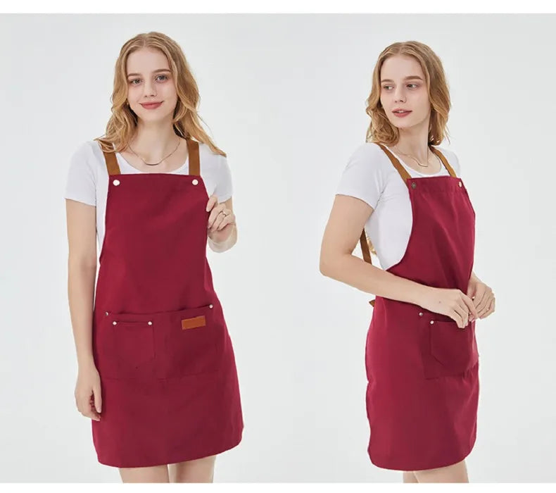Water Repellent Kitchen Apron Unisex with Pockets Work Cleaning Restaurant Waiter Work Apron Florist Bubble Tea Shop Pinafore