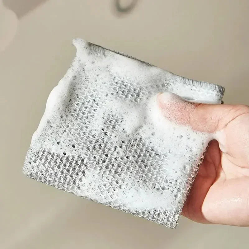 10pcs double-sided Thickened Steel Wire Cleaning Cloth  Magic Dishcloth Non-Scratch Washing Pot Rags Kitchen Cloth Wire Ball Rag