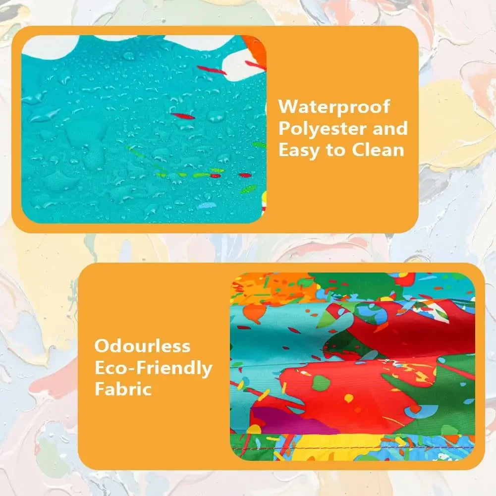 Painted Children's Apron Waterproof Apron Long Sleeve with Pockets 6 To 12 Years Old for Crafts Cooking and Painting Apron