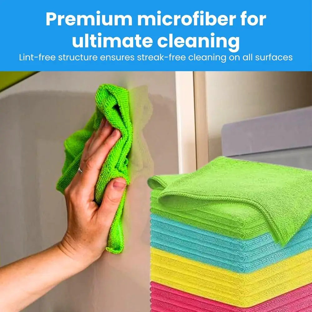 Cleaning Cloth 12 Pack - 12 x 12 inches - Rags or Cleaning House Streak-free Wipes or Sns, Dusting & Appliances - Premium Microf