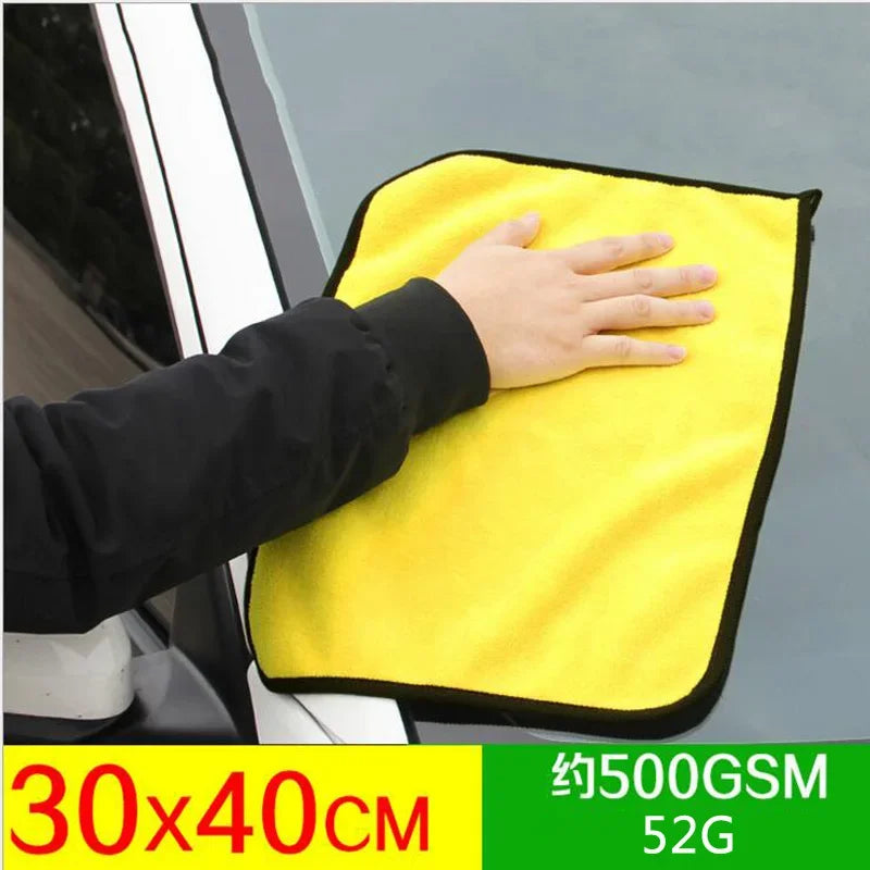 1/2/5/6/10pcs Microfiber Cleaning Towel Thicken Soft Drying Cloth Car Body Washing Towels Double Layer Clean Rags 30/40/60cm