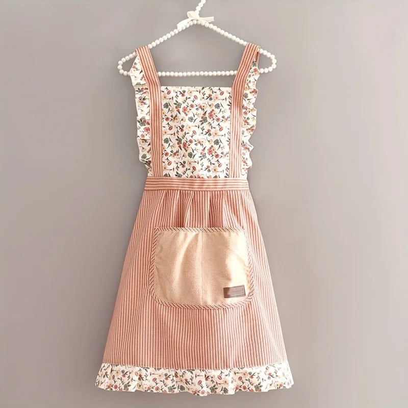 Cotton Apron Canvas Cover Up Women's New Breathable Long Sleeve Apron Kitchen Household Stain Resistant Dirty Work Clothes