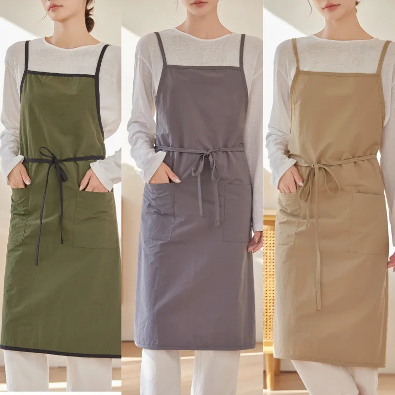 Premium Waterproof Antistatic Fabric Custom Logo Korean Japanese Style Apron Unisex High Quality Ready Stock