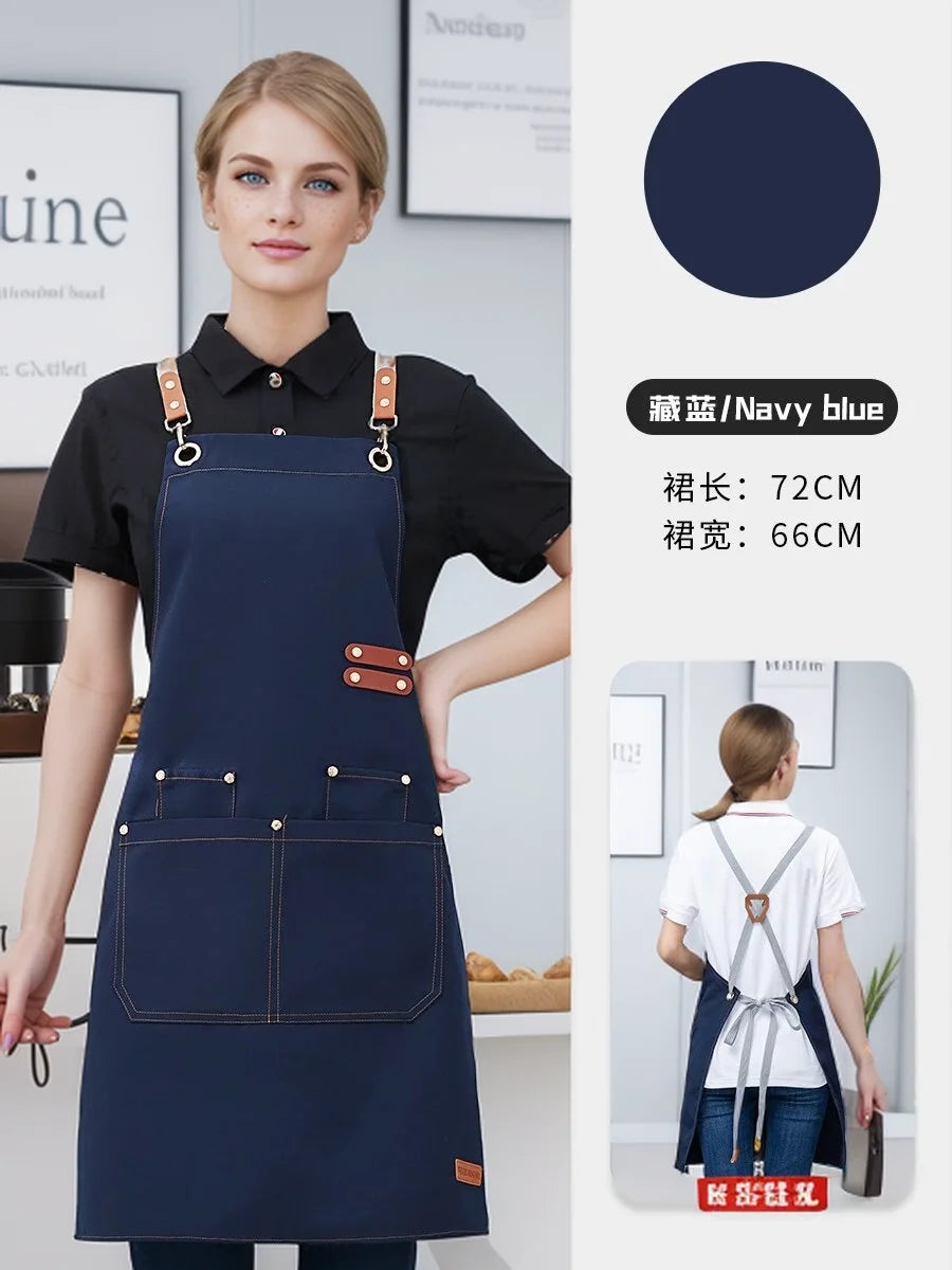 Waterproof Kitchen Apron Perfessional Kitchen Apron Restaurant Shop Waiter Work Uniform Women/Men With Pockets Cleaning Pinafore