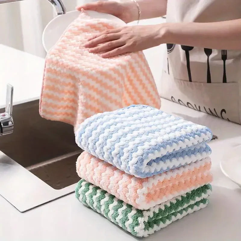 10/40PCS Super Absorbent Dishcloths Coral Fleece Cleaning Cloths Thickened Kitchen Washing Dish Rags Glass Windows Wipe Towels