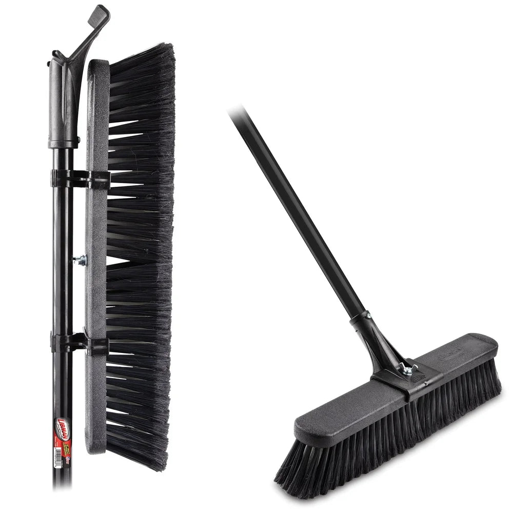 Heavy Duty Multi Surface Push Broom with Steel Handle Cleaning Concrete Brick Wood Stone and More Recycled Bristles