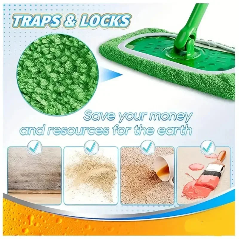 1/3/6pc Microfiber Mop Cloth Dry Cleaning Cloths Household Reusable Microfiber Mop Pads Replacement Washable Rag Towel